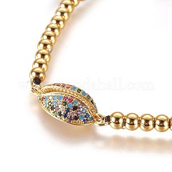 Adjustable Brass Micro Pave Cubic Zirconia Beaded Bracelets&nbsp;BJEW-L652-13G