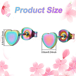8Pcs 4 Colors Iron Heart Stud Earrings for Women&nbsp;EJEW-AN0002-86