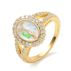 Brass Micro Pave Cubic Zirconia Finger Rings for Women&nbsp;RJEW-K261-17G