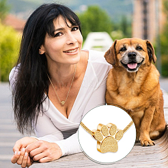 Paw Print Urn Ashes Necklace&nbsp;NJEW-WH0024-01G