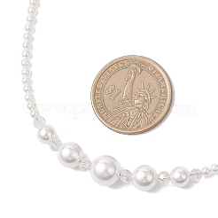 Round Shell Pearl and Electroplated Glass Graduated Beaded Necklaces&nbsp;NJEW-JN05747