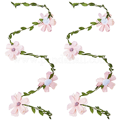 Flower Polyester with Iron wire Upper Arm Cuff Bangles for Women&nbsp;AJEW-GF0014-08A