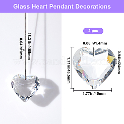 2Pcs Glass Heart Pendant Decorations&nbsp;AJEW-BBC0002-30B