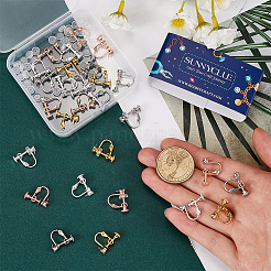 32Pcs 4 Colors Brass Micro Pave Cubic Zirconia Screw Clip-on Earring Findings&nbsp;KK-SC0005-55