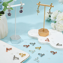 16Pcs 4 Colors Brass with Cubic Zirconia Clip-on Earring Converters Findings&nbsp;KK-SP0002-48