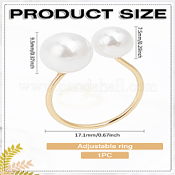 1Pc Resin Imitation Pearl Finger Rings&nbsp;RJEW-LP0002-18G