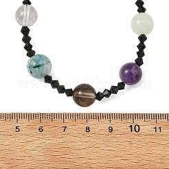 Round Natural Mixed Stone and Black Bicone Glass Beaded Necklaces for Women&nbsp;NJEW-TA00272