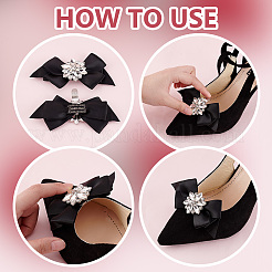 2 Pairs 2 Colors Bowknot Polyester Shoe Decorations&nbsp;AJEW-PH0011-51