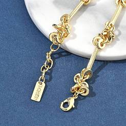 Brass Disc & Stick Beads Link Chain Bracelets for Women&nbsp;BJEW-G781-01G