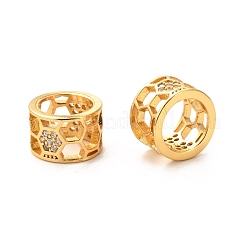 Soccer Seasons Brass Micro Pave Clear Cubic Zirconia European Beads&nbsp;ZIRC-P086-37G