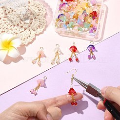 40Pcs 8 Colors Glass Pendants&nbsp;PALLOY-CJ00167
