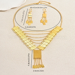 Vintage Brass Rectangle with Rose Tassel Earrings & Necklaces Sets for Women&nbsp;ZM7021