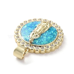 Rack Plating Brass Micro Pave Clear Cubic Zirconia Pendants&nbsp;KK-C041-06A-G