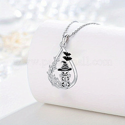 Halloween Alloy Enamel Teardrop with Pumpkin Pendant Necklaces&nbsp;WG58090-01