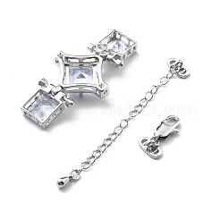 Brass & Cubic Zirconia & Glass Watch Band Clasps&nbsp;KK-G523-03P-01