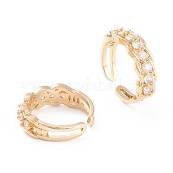 Brass Micro Pave Clear Cubic Zirconia Cuff Rings&nbsp;RJEW-F102-16G