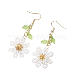 304 Stainless Steel Glass Seed Beads Flower Dangle Earrings&nbsp;EJEW-MZ00739