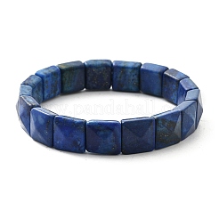 Square Dyed Natural Lapis Lazuli Beads Stretch Bracelets for Women Men&nbsp;BJEW-C097-06M