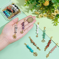 20Pcs Natural & Synthetic Gemstone Chips Pendant Decoration&nbsp;HJEW-PH02093