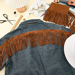 Faux Suede Fabric Tassel Ribbons&nbsp;OCOR-WH0109-110B