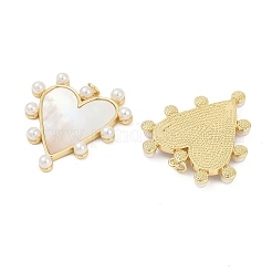 Brass Pave Natural Freshwater Shell Pendants&nbsp;KK-U058-25G-02