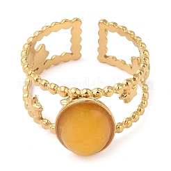 Oval Natural Agate Finger Rings&nbsp;RJEW-Z057-11G-06