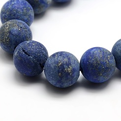 Natural Frosted Lapis Lazuli Round Bead Strands&nbsp;G-M064-10mm-08