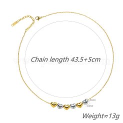 Two Tone 304 Stainless Steel Heart Beaded Pendant Cable Chain Necklaces for Women&nbsp;FS-WGF6037-01