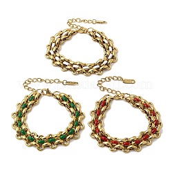 304 Stainless Steel Enamel Link Chain Bracelets for Women&nbsp;BJEW-A152-03G