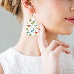 Teardrop with Dinosaur Imitation Leather Dangle Earrings&nbsp;FS-WGBCE63-01