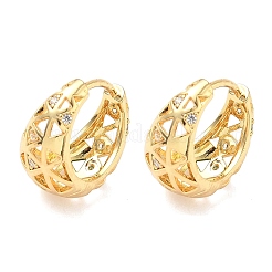 Hollow Triangle Brass Micro Pave Clear Cubic Zirconia Hoop Earrings&nbsp;EJEW-G452-04G