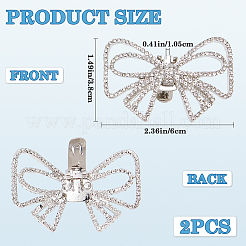 2Pcs Bowknot Alloy Rhinestone Shoe Decorations&nbsp;FIND-CP0002-24A