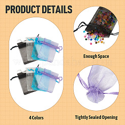 100Pcs 4 Colors Rectangle Organza Drawstring Bags&nbsp;ABAG-TA0002-12