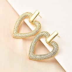 Brass Micro Pave Clear Cubic Zirconia Stud Earrings&nbsp;EJEW-C147-01B-G