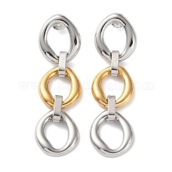 304 Stainless Steel Two Tone Oval Dangle Stud Earrings&nbsp;EJEW-P326-01G