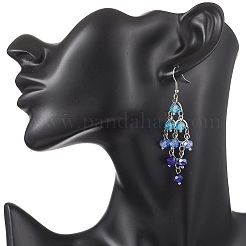 Rhombus Glass Beads Dangle Earrings&nbsp;EJEW-TA00790