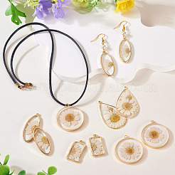 8Pcs 4 Styles Alloy Epoxy Resin Inner Flower Pendants&nbsp;FIND-BG0001-05