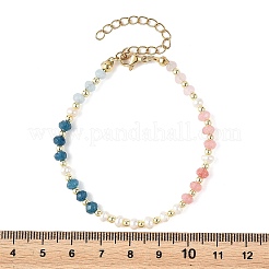 Dyed Natural Malaysia Jade Faceted Rondelle & Natural Freshwater Pearl Beaded Bracelets&nbsp;BJEW-JB14267