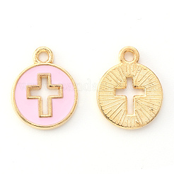 Light Gold Plated Alloy Enamel Pendants&nbsp;ENAM-R136-18B