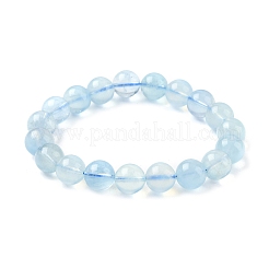 Natural Aquamarine Round Bead Stretch Bracelets for Men Women&nbsp;BJEW-U034-01B-01