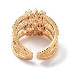 Brass with Cubic Zirconia Open Cuff Rings&nbsp;LS-RJEW-B053-07