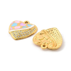 304 Stainless Steel with Crystal Rhinestone Enamel Pendants&nbsp;STAS-G358-11G