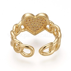 Brass Micro Pave Clear Cubic Zirconia Cuff Rings&nbsp;RJEW-Z003-06G