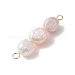 Natural Cultured Freshwater Pearl Potato Beaded Connector Charms&nbsp;PALLOY-JF04986