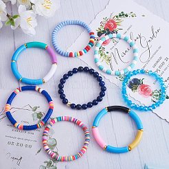 8Pcs 6 Style Synthetic Imperial Jasper & GLass Beaded Stretch Bracelets Set&nbsp;BJEW-SW00086-04