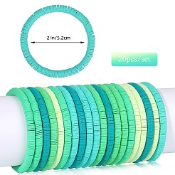 20Pcs 5 Colors Polymer Clay Heishi Surfer Stretch Bracelets Set&nbsp;BJEW-SW00132