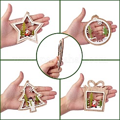 10Pcs 5 Style Wooden Ornaments&nbsp;WOOD-SZ0004-04