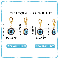 10 Sets 2 Style  Resin Evil Eye Pendant Decorations&nbsp;HJEW-AR0001-06