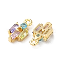 Brass Micro Pave Cubic Zirconia Charms&nbsp;KK-F872-19G