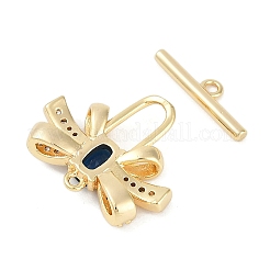 Brass Micro Pave Clear Cubic Zirconia Toggle Clasps&nbsp;KK-K391-20G